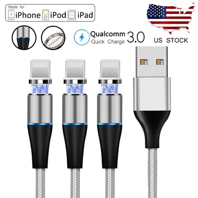 3Pack 3/6FT Magnetic Fast Charger Cables USB Data Cord for iPhone 13 12 11 iPad