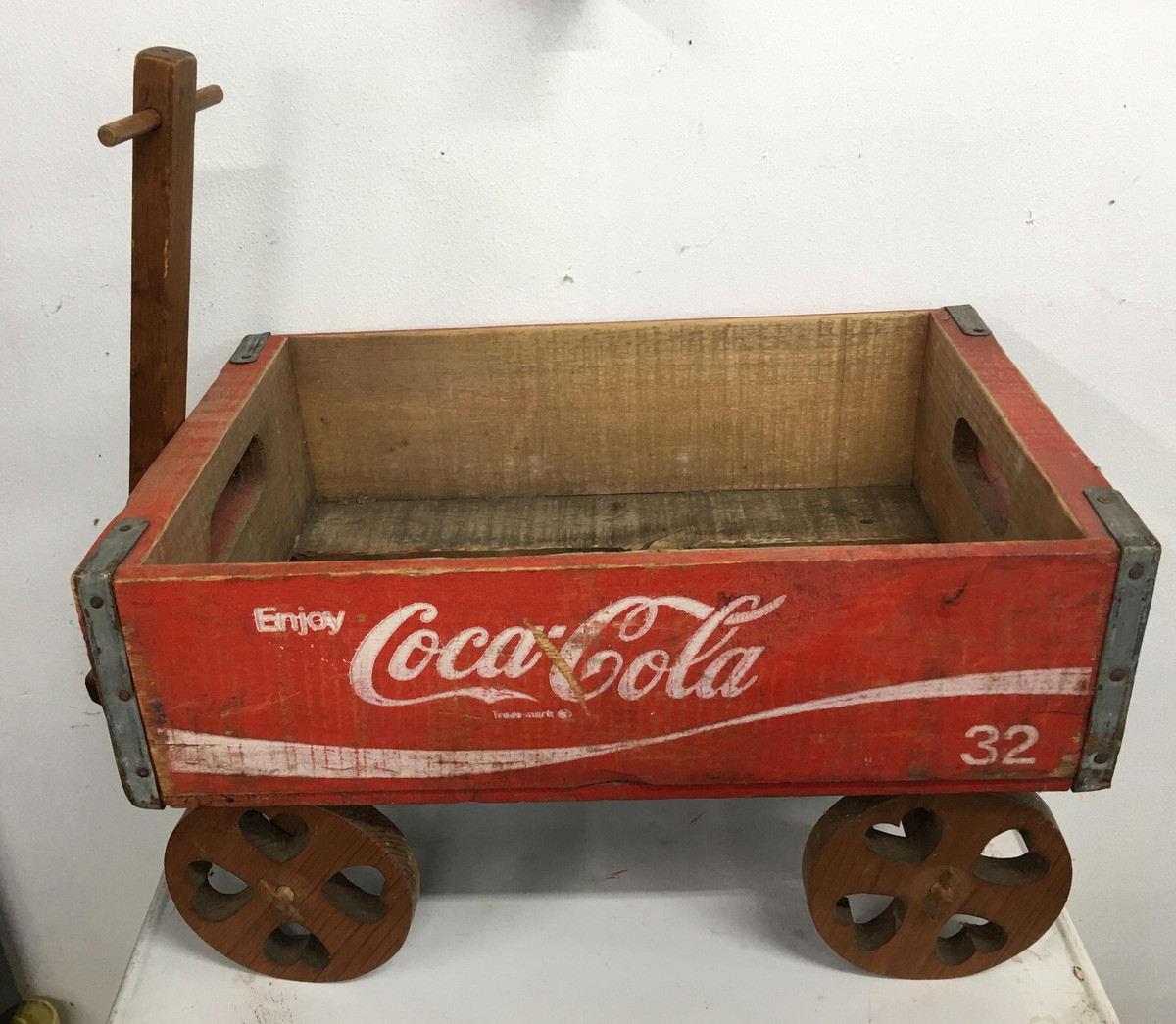 Coca Cola Wood Crate Wagon 1975 coke carrier soda wooden heart