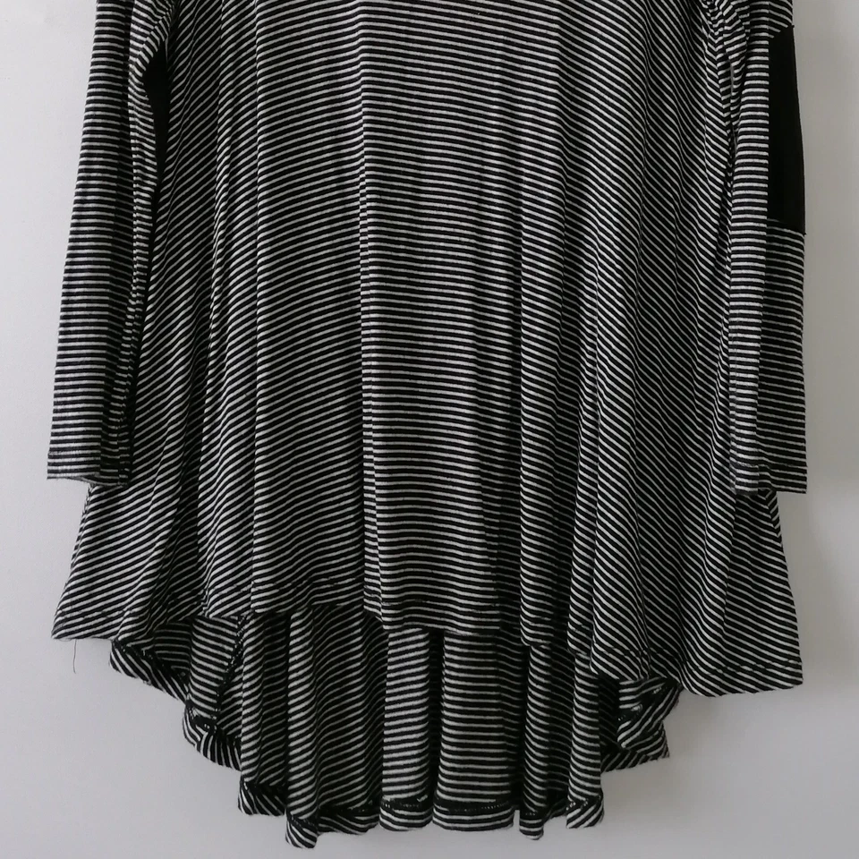 Top Runway Seven para mujer negro blanco cuello redondo rayas alto bajo fluido talla S Foto 4 de 4