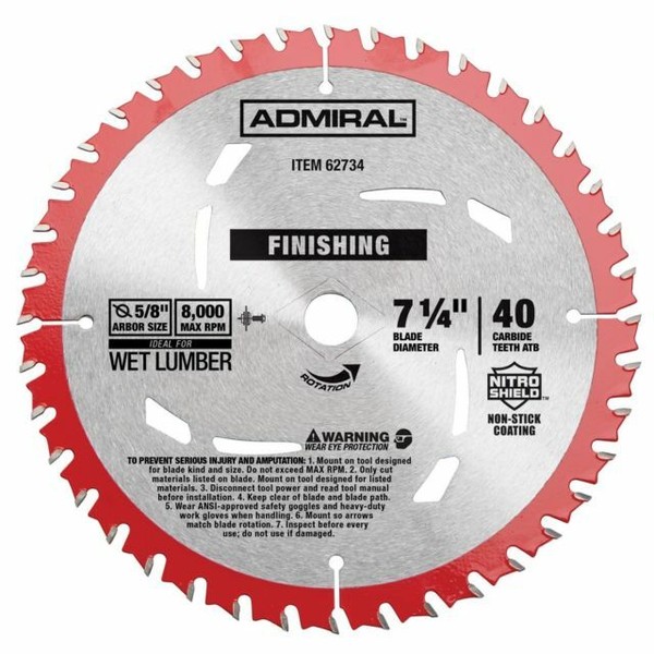 Admiral 71/4 in. 40T Finishing Circular Saw Blade 62734 for sale