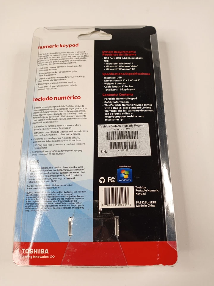 Toshiba  Numeric Keypad USB PA328U-1ETB - Image 3 of 3
