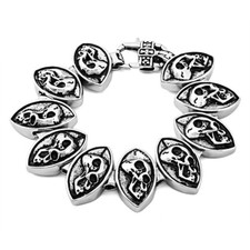 Premium 316L Stainless Steel Bracelet Skull Gothic Rocker Biker Chain 8.5"