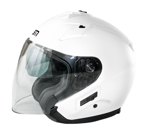 CASCO MOTO JET VISIERA LUNGA E SOLARE LEM QUICK SOLID BIANCO WHITE TG S |  eBay