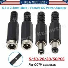 5/50Pcs DC Female Male Power Plug 5.5mm x 2.1mm Jack Socket Adapter Connectors