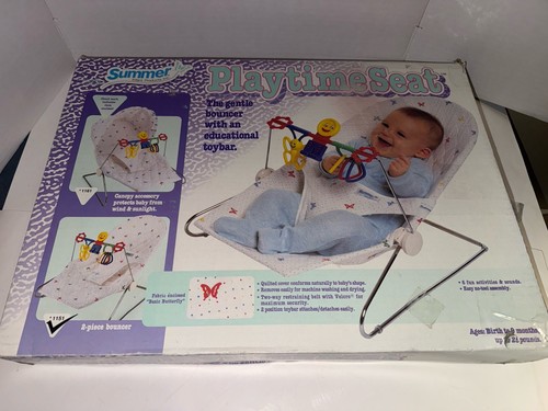 Vintage 1993 Summer Infant Playtime Bouncer Basic Butterfly Toy Bar Clean W Box