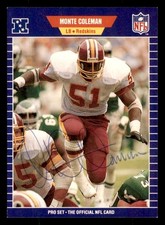 1989 Pro Set Football #425 Monte Coleman Signed Autograph (no COA) *e1