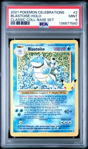 Pokemon TCG Blastoise 2/102 Celebrations Classic Collection PSA 9