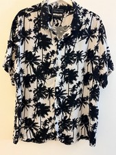 Redherring White With Black Palm Tree Print Hawaiian Shirt Mens 2XL