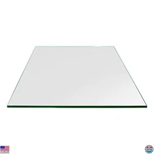 24" Square Tempered Glass Table Top - 1/4" Thick, Polished Finish, Eased Corners