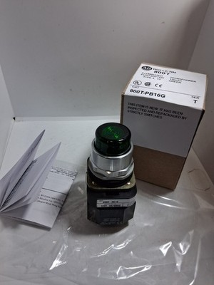 ALLEN BRADLEY 800T-PB16G PUSHBUTTON GREEN 120V XFMR SERIES T NIB
