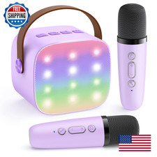 YLL Mini Karaoke Machine with 2 Wireless Microphones, TOP Kids Gifts for Girls A