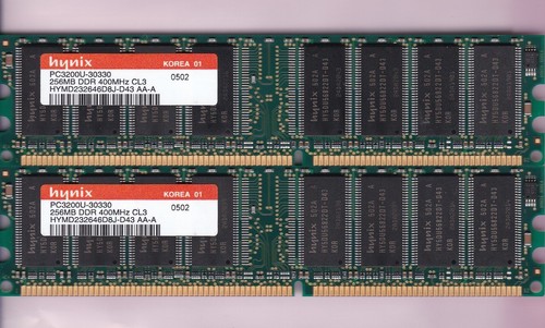 512MB 2x256MB DDR-400 HYNIX PC-3200 HYMD232646D8J-D43 AA-A RAM Memory Kit DDR1 - Picture 2 of 3