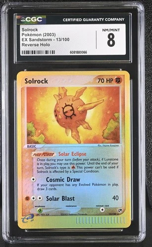 CGC 8 Solrock 2003 EX Sandstorm 13/100 Reverse Holo Pokemon Card