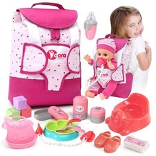 Baby Doll Accessories Playset, Baby Doll Care Toys with Changing Bag Backpack