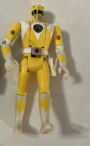 YELLOW Mighty Morphin POWER RANGER Vintage 1993  FLIP HEAD Action Figure