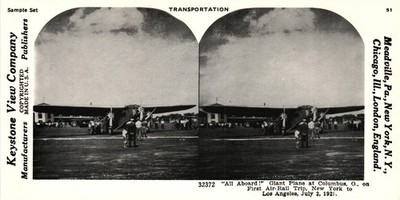 All Aboard Giant Plane Stereoview Keystone View 1929 Ohio Reproduction