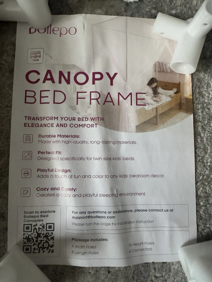 Poste de estrutura de cama dossel premium para camas de solteiro, postes de metal aprimorados, Four Co - Imagem 2 de 4