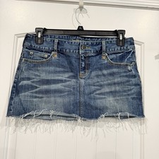 American Eagle Womens Vintage Mini Skirt Low Rise Medium Wash Y2K Size 10