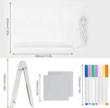 Acrylic Dry Erase Board with Light 11.8 X 7.9” Light up Dry Erase Board with ...