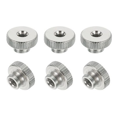 6Pcs Knurled Thumb Nuts, M3x7mm Carbon Steel Nut Iron Round Knobs Silver