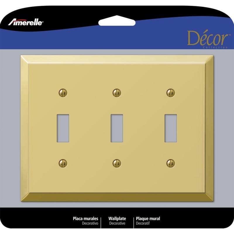 Amerelle Century Polished Brass 3 gang Stamped Steel Toggle Wall Plate