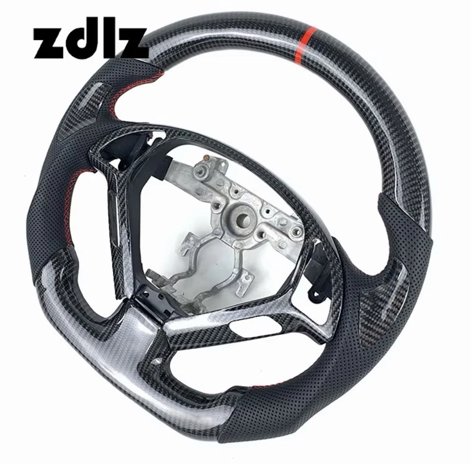 Volante de fibra de carbono real cuero perforado apto para Infiniti G25 G35 G37 Foto 3 de 4