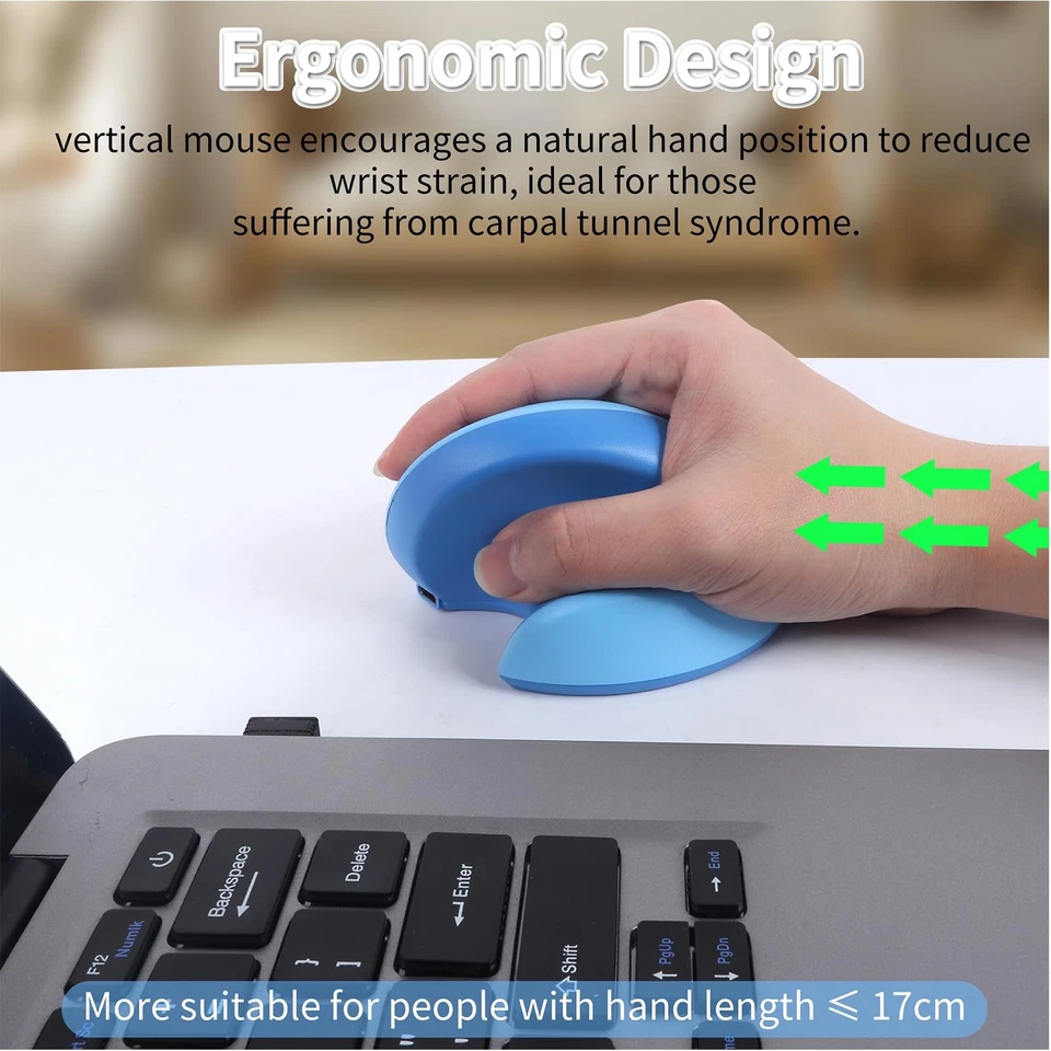 Rechargeable Mini Ergonomic Vertical Mouse - Dual-Mode Wireless & Bluetooth, ... - Image 3 of 4