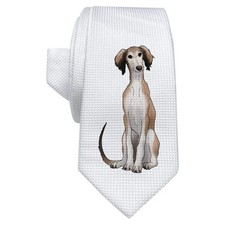 'Saluki Puppy' White Tie / Necktie with Gift Box (AT00018420)