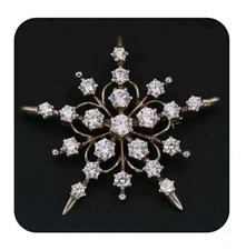 925 Sterling Silver DIAMONIQUE Designer Signed Snowflake Brooch Pin Vintage ❄️☃️