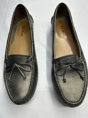L L Bean Women s 9M Gray Flats Bow Accent On Top Slip on Shoes