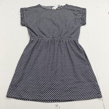 LOFT Dress Womens L Blue Geometric Short Sleeve Fit & Flare Knit Pockets Casual