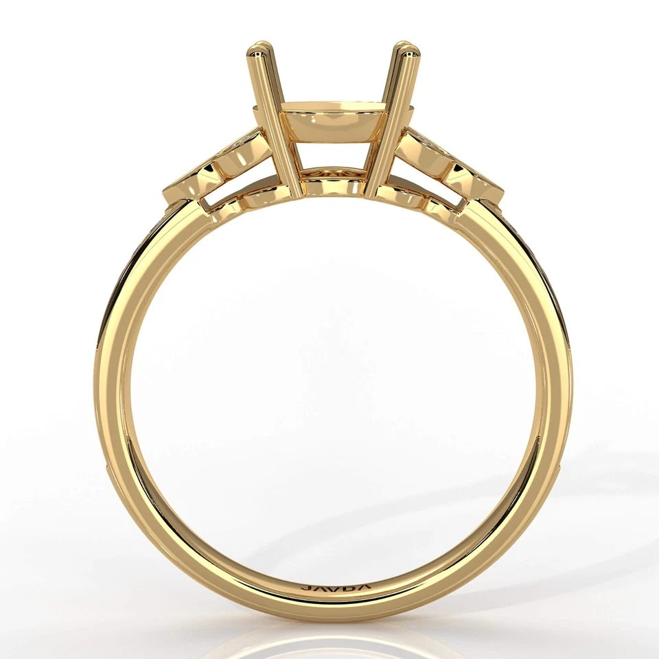 3 Stone Pave Set Semi Mount Round Diamond Engagement Ring 18k Yellow Gold 0.25Ct - Image 3 of 4