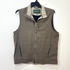 Orvis Canvas Cotton Utility Vest Mens M Brown Khaki Field Fishing Full Zip