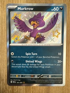 Murkrow - 181/091 - Pokemon Paldean Fates Shiny Rare Card NM