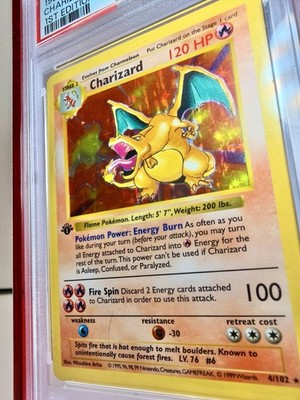 1999 Pokemon Base Set 1st Edition Shadowless Charizard THICK STAMP