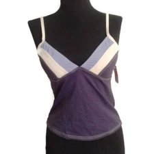 Baltex Size 10 Spaghetti Strap Tankini Top Purple Beige Striped
