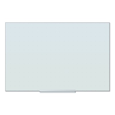 U Brands Floating Glass Ghost Grid Dry Erase Board, 36 x 24, White