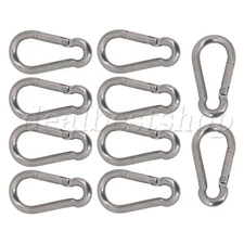 10PCS Camping Living Stainless Steel M6 60mm Quick Link Lock Spring Carabiner M6