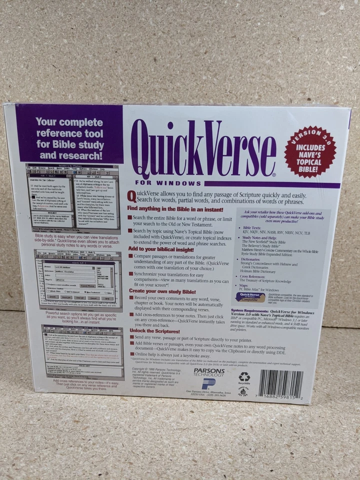 Quickverse 3.0 Windows Bible Reference Tool Sealed King James Version Vintage - Image 2 of 4