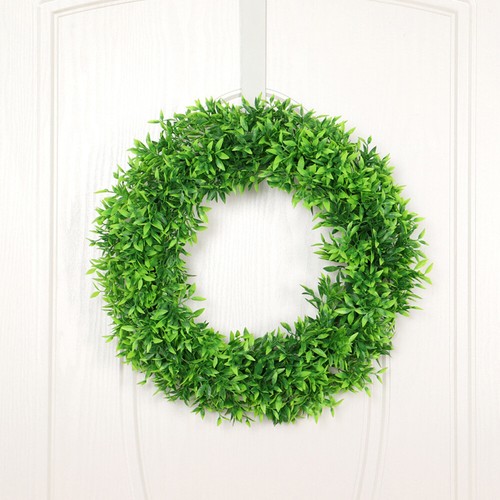 Fake Plant Garland Green Leaves Artificial Door Wreath Home Door Hanging guxhB
