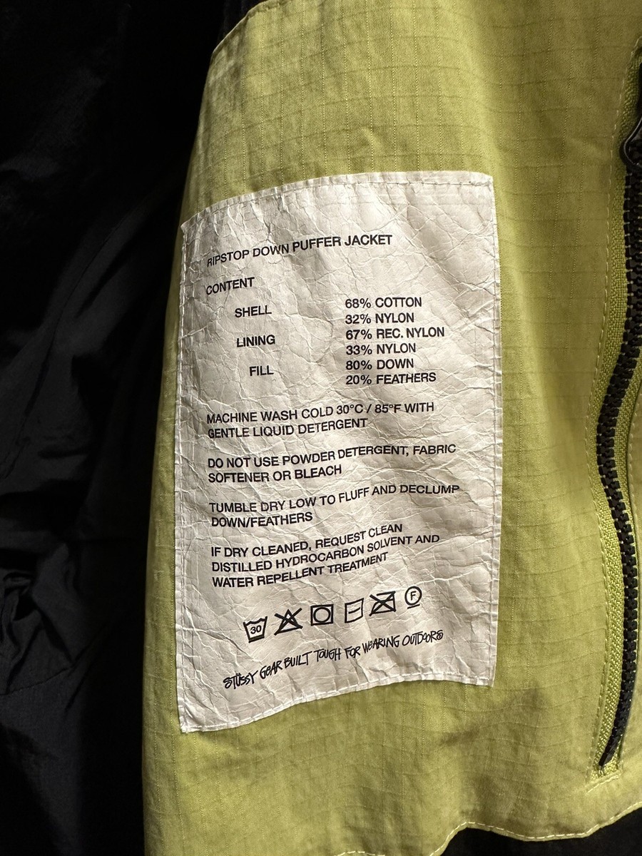 Stussy Ripstop Puffer Down Winter Jacket | Lime Green Stussy Ripstop Puffer Down Winter Jacket | Lime Green