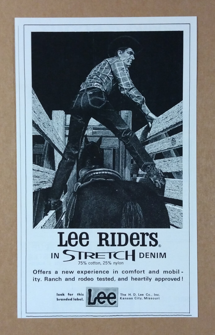 1964 Lee Rider Stretch Denim Jeans rodeo cowboy art vintage