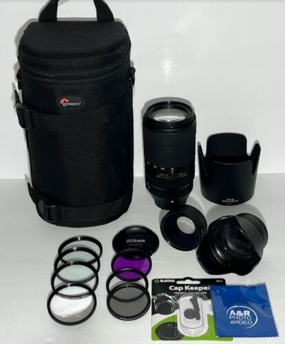 Nikon AF-P NIKKOR 70-300mm f/4.5-5.6 E ED VR Lens Pro Kit Full Frame Filter FX++ - Picture 1 of 16