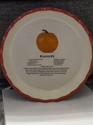 Ceramic Pumpkin Pie Plate with Recipe Print New In Box