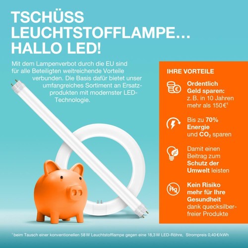 150cm OSRAM G13/T8 LED-Röhre Ultra Output EM 29W wie 58W 4000K neutralweiß Glas - Bild 7 von 7