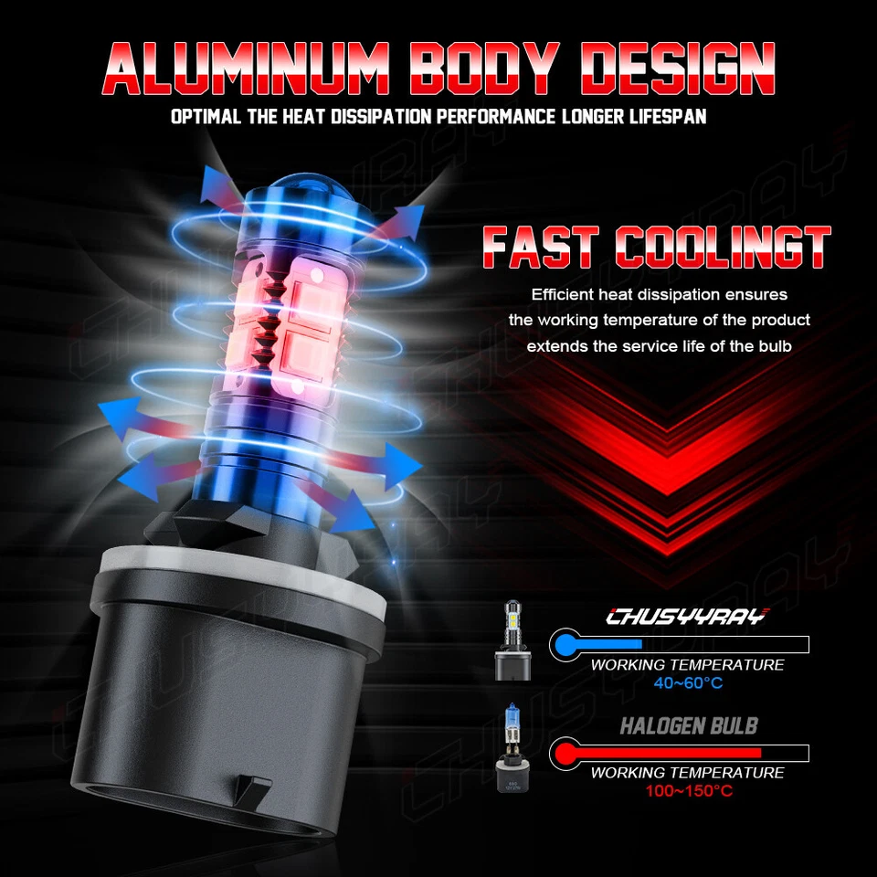 For Oldsmobile Aurora 1995-2002 2003 Pair 880 Foglight LED Bulbs White 6000K - Image 4 of 4