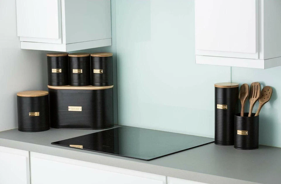 ¡100% genuino! Bote de almacenamiento de galletas de metal Typhoon Living Otto 3,0 L negro Foto 2 de 4