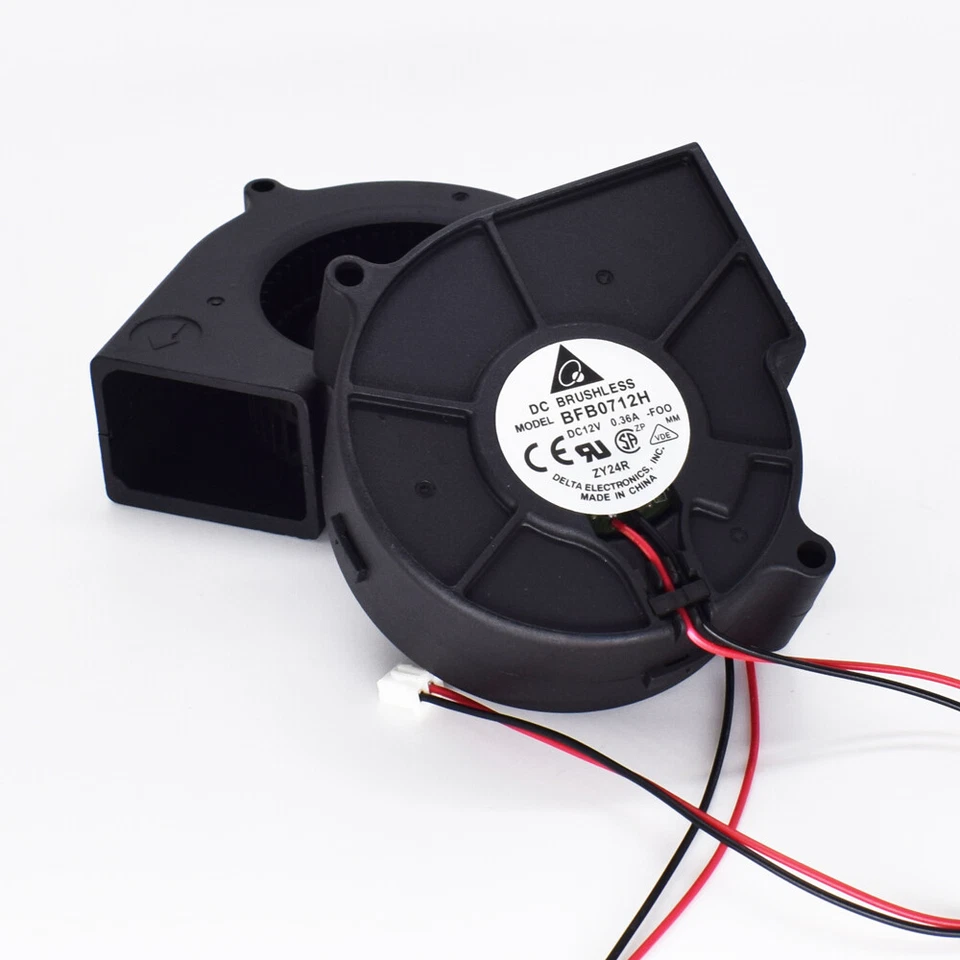 1pc Delta BFB0712H 75x75x30mm 12V 0.36A Brushless DC Cooling Ball Blower Fan - Image 2 of 4