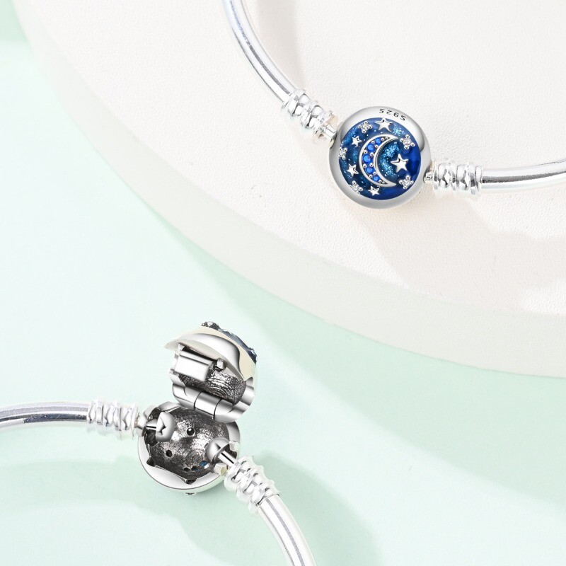 KUNSIR 925 Sterling Silver Bracelet Cosmic Star River Bracelet DIY Bracelet Gift