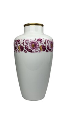 Manufaktur Leni Parbus in Oberkotzau ( Bayern ) Vase Blumenvase Handmalerei H 32